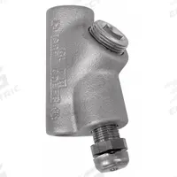 Sealing Fitting - Vertical: Aluminum, 1/2 in Trade Size, Female, 3 11/16 in Overall Lg (MPN EYDEF50AL). Key specifications — Brand: APPLETON ELECTRIC; Finish: Powder Coated; Connection Type: Threaded; Thread Gender: Female; Ends - Hazardous Fittings: 1/2 in FNPT x 1/2 in MNPT; Material: Aluminum; Hazardous Location Rating: Class II, Division 1 and 2, Groups E, F, G; Thread Type: NPT.