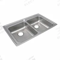 JUST MANUFACTURING Bowl Drop-In Sink: 33 in Overall Lg, 21 1/4 in Overall Wd, 4 in Bowl Dp, 2 Bowls (MPN DLADA2133A404-J). Key specifications — Brand: JUST MANUFACTURING; Color Family: Silver/Gray.