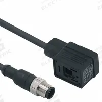 IFM Patch cable: M12 Male Straight x DIN Form B Industrial, 2 m Cable Lg, PUR, Black, 5 Pins, IP67 (MPN E11434). Key specifications — Wire Size: 5.00 mm; Brand: IFM; Cable Jacket Color: Black; IP Rating: IP67.