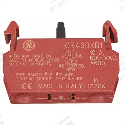GE Auxiliary Contact Block: 1NO/1NC, 10 A Max Current (AC), Front Mount - GE Auxiliary Contacts