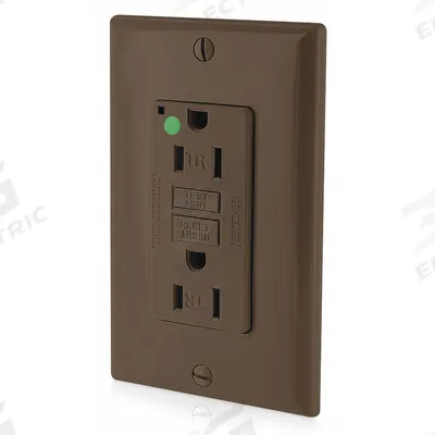 LEVITON GFI Receptacle: Hospital Grade Fed. Spec., Decorator Duplex, 5-15R, Brown, GFCI - General Purpose Receptacles