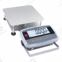 OHAUS Industrial Bench Scale: 11 3/4 in x 11 3/4 in, IP68/IP69K, Front-Mounted, Stainless Steel (MPN D61PW25K1R5). Key specifications — attr1341383: Infrared Communication Kit; attr1341384: 0.005 lb/2 g; attr1341400: OHAUS; attr1383935: Stainless Steel.