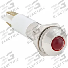 APPROVED VENDOR Raised Panel Light: 5/16 in Panel Mounting Hole Dia, LED, Red, Raised Head, M08 (MPN 24M042). Key specifications — Brand: APPROVED VENDOR; Electrical Connection: 0.11 Male Quick Disconnect.