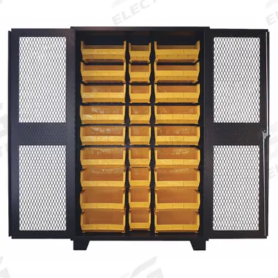 JAMCO Bin Cabinet: 48 in x 24 in 78 in, 0 Shelves, 27 Bins, Yellow, Ventilated - Ventilated Bin Cabinets