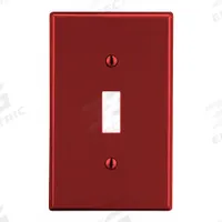 HUBBELL Wall Plate: Toggle, 1 Gang, Red, Std Size (MPN P1R). Key specifications — Brand: HUBBELL; Material: Polycarbonate.
