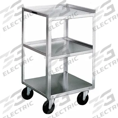 LAKESIDE Mobile Equipment Stand: Open, 300 lb Max Load Capacity, 3 Shelves - Open Stainless Steel Carts