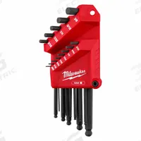 MILWAUKEE Hex Key Set: 11 - 15 Pieces, L, SAE, Single Ball End, Long, 13 Pieces, Organizer, 2 Tips (MPN 48-22-2185). Key specifications — attr1205554: MILWAUKEE; attr1205568: Black Oxide; attr1293176: 11 - 15 Pieces.