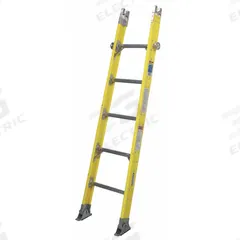 WERNER Straight Ladder: 6 ft Ladder Size, Fiberglass, 375 lb Load Capacity, 17 lb Wt, 5 Rungs, Base (MPN S7906-1). Key specifications — Color: Yellow; Brand: WERNER; Included Features: Taper Lock; Shoe Type: Spur Plate; Section Type: Base.