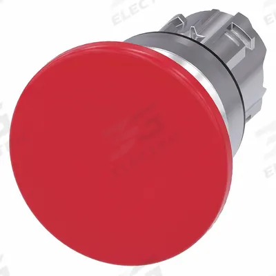 Siemens Mushroom Head Push Button: Red, 22 mm Mounting Size, Metallic - Mushroom-Head Push-Button Operators
