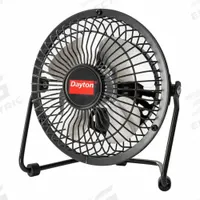 DAYTON Circulating Fan: 4 in Blade Dia, Non-Oscillating, 37 cfm Airflow, Cradle, 1 Speeds, USB (MPN 855EA4). Key specifications — Voltage: 5V DC; Oscillation: Non-Oscillating; Number of Speeds: 1; Power Source: USB; Brand: DAYTON.