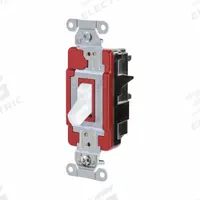 HUBBELL Wall Switch: Toggle Switch, 3-Way, Maintained, White, 120/277V AC, 20 A (MPN HBL1223STW). Key specifications — Illuminated: No; Voltage Rating: 120/277V AC.