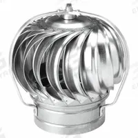 Wind-Driven Turbine Exhaust Ventilator: 19 in Head Dia, 12 in Throat Dia, 631 cfm @ 4 mph, Steel (MPN TV12G). Key specifications — Bracing Location: External; Housing Material: Steel; Bearing Type: Lower Thrust Ball Bearing; Brand: EMPIRE.