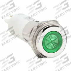 APPROVED VENDOR Flush Panel Light: 12 mm Panel Mounting Hole Dia, LED, Green, Flush Head, H12 (MPN 24M129). Key specifications — Brand: APPROVED VENDOR; Electrical Connection: 0.11 Male Quick Disconnect.