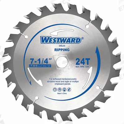 WESTWARD Circular Saw Blade: 7 1/4 in Blade Dia., 24 Teeth, 0.07 in Cut Wd - Wood-Cutting Blades