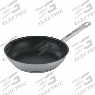 VOLLRATH Fry Pan: Non-Stick, 9 1/2 in Top Dia, Stainless Steel, Silver, Stainless Steel - Non-Stick Frying Pans