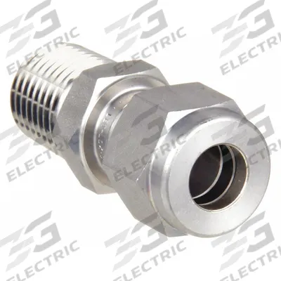 HAM-LET Compression Fitting Adapter: 6 mm OD x 1/2 in Pipe Fitting Size - Double-Ferrule Stainless Steel Fittings