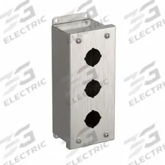 HAMMOND Push Button Enclosure: 30mm, 3 Holes, 316 Stainless Steel, NEMA 3R/4/4X (MPN 1435S16C). Key specifications — attr211299: HAMMOND; attr1043605: Washdown-Corrosion-Resistant.