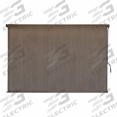 KEYSTONE FABRICS Sun Shade: Dark Brown/Light Brown, Pole and Crank, 89% UV Protection, Right - Regal Series