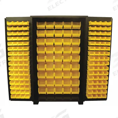 JAMCO Bin Cabinet: 48 in x 24 in 78 in, 0 Shelves, 173 Bins, Yellow, Flush, 14 ga Panel - Standard Bin Cabinets
