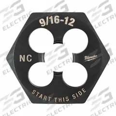 MILWAUKEE Hex Threading Die: 9/16"-12 UNC, 1 7/16 in Hex Wd, Black Oxide Carbon Steel (MPN 49-57-5365)
