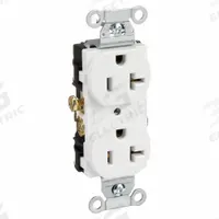 HUBBELL Receptacle: Duplex, 5-20, White, 125V AC, 20 A, 2 Pole / 3 Wire (MPN CR20WHI)