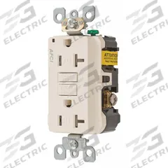 HUBBELL Receptacle: Duplex, 5-20, Light Almond, 125V AC, 20 A, 2 Pole / 3 Wire (MPN AFR20TRLA)
