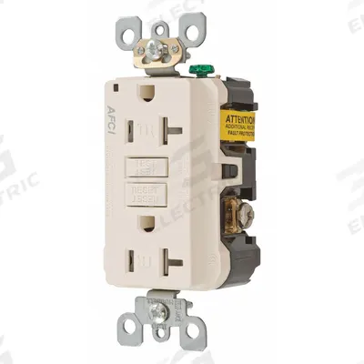 HUBBELL Receptacle: Duplex, 5-20, Light Almond, 125V AC, 20 A, 2 Pole / 3 Wire (MPN AFR20TRLA) - General Purpose Receptacles