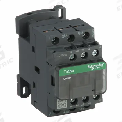 SCHNEIDER Magnetic Contactor: Non-Reversing, 3 Poles, 3NO Contacts, 18 A - Non-Reversing IEC Contactors