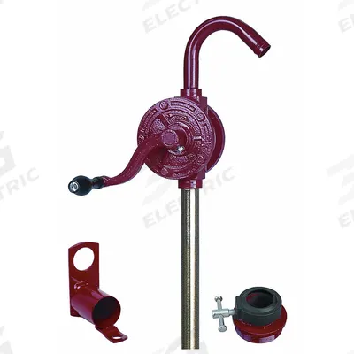 Dayton Hand Pump: Rotary Action, Pump with Spout, Cast Iron Housing, 8 oz per stroke - Rotary-Crank Drum Pumps