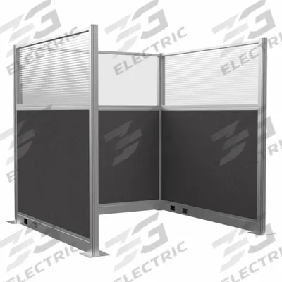 VERSARE Cubicle Wall: 72 in Overall Ht, 72 in Overall Wd, 6 Panels, Charcoal - Modular Cubicle Walls