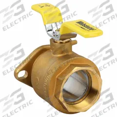 WEBSTONE Manual Two-Way Ball Valve: 1 1/4 in, Brass, Straight, FIP x Flange, Full Port Ball Port (MPN 40405HV). Key specifications — Brand: WEBSTONE; Handle: Lever.