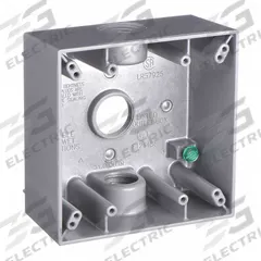 BELL Electrical Box: Aluminum, Square, 2 Gangs, 3/4 in Hub Size, 32 cu in Capacity, Gray (MPN 5341-0). Key specifications — Color: Gray; Brand: BELL.