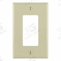 LEVITON Wall Plate: Duplex Outlet, 1 Gang, Ivory, Midsize Size (MPN PJ26-I). Key specifications — Brand: LEVITON; Material: Nylon.