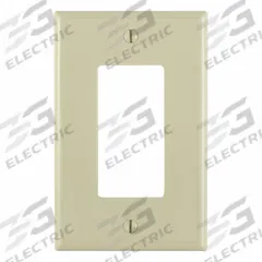 LEVITON Wall Plate: Duplex Outlet, 1 Gang, Ivory, Midsize Size (MPN PJ26-I). Key specifications — Brand: LEVITON; Material: Nylon.