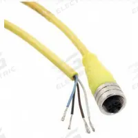 Cordset: M12 Female Straight X Bare Wire, 4 Pins, Yellow, PVC, 2 m Cable Lg, 4 A Max Current (A) (MPN 804000A09M020). Key specifications — Cable Jacket Color: Yellow; End 1 Gender: Female; End 1 Mounting Orientation: Straight; End 2 Connection Type: Bare Wire; IP Rating: IP67; Brand: BRAD HARRISON; NEMA Rating: 6P; Wire Size: 22 AWG.