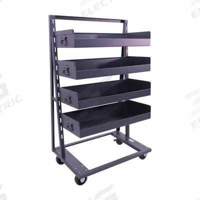 VALLEY CRAFT A-Frame Cart: 2,500 lb, 4 Shelves, Gray, 38 in L x 25 in W x 63 in H - Preconfigured Tray Carts