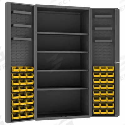 DURHAM MFG Bin Cabinet: 36 in x 24 in 72 in, 10 Shelves, 48 Bins, Yellow, Deep Box - Standard Bin Cabinets with Shelves