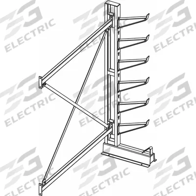 JARKE Cantilever Rack: Add-On, Medium-Duty, 75 in x 26 1/2 in x 84 in, Straight Arm - Medium-Duty Keyhole-Slot Cantilever Rack Kits