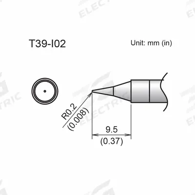 HAKKO Soldering Tip: T39 Series, Conical, 0.2 mm W - T39 Series Soldering Tips