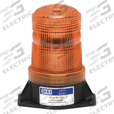 ECCO Beacon Light: Flashing Beacon, Amber, 4 7/8 in Overall Ht, LED - Vehicle Flashing Beacons