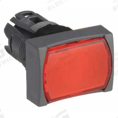 SCHNEIDER Flush Push Button: Red, 16 mm Mounting Size, Non-Metallic - Illuminated Flush-Mount Push-Button Operators