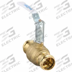 MILWAUKEE VALVE Manual Two-Way Ball Valve: 1 1/4 in, Brass, Straight, Press x Press, Two-Piece (MPN UPBA-481B - 114). Key specifications — Brand: MILWAUKEE VALVE; Handle: Lever.
