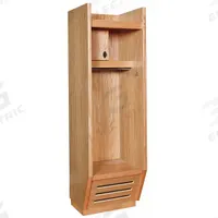 HALLOWELL Gear Locker: 30 in x 24 in x 84 in, Wood, Includes Footlocker, 1 Shelves, 1 Compartments (MPN RL302484-1SB). Key specifications — Locker Door Type: Solid; Includes Hanging Rod: Yes; Security Box Location: Top Compartment; Lock Type: Combination; Locker Color: Red Oak; Frame Assembled: Assembled; Locker Finish: Lacquer; Locker Material: Wood.