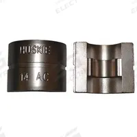 HUSKIE TOOLS Upper and Lower Crimping Die: 1/4 in Aluminum/Copper, 2 Sizes, 13D361/13D372, Wire Rope (MPN 14AC). Key specifications — attr511073: Copper and Aluminum Duplex Oval Sleeves; attr511072: Wire Rope; attr473934: HUSKIE TOOLS; attr511069: Blue; attr542116: 1/4 in Aluminum/Copper; attr511066: 13D372.