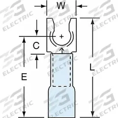 3M Fork Terminals: Blue, Heat Shrink, #10 Stud Size, 16 AWG – 14 AWG Wire Range, Locking Fork (MPN MH14-10FLK). Key specifications — Barrel Style: Strain Relief; Manufacturer Part Number: MH14-10FLK; Brand: 3M; Series: TH.