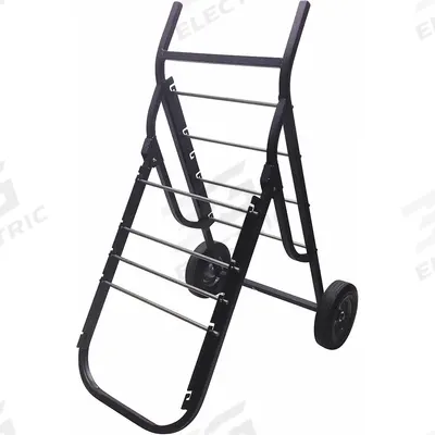 APPROVED VENDOR Wire-Spool Dispensing Cart: 400 lb Load Capacity, Black - Folding 2-Wheel Tilt-Style Wire-Spool Dispensing Carts