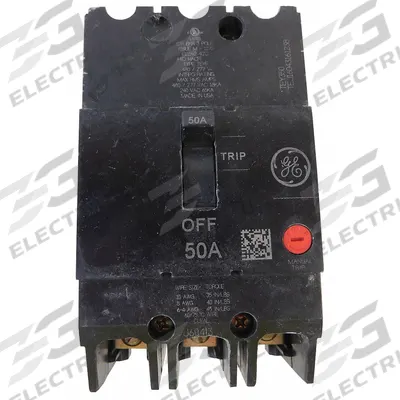GE Molded Case Circuit Breaker: 50 A Amps, 18kA at 277/480V AC, Fixed, Lug - TEY-Frame GE Molded Case Circuit Breakers