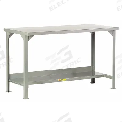 LITTLE GIANT Workbench: Fixed Ht, Steel, 60 in x 24 in, 4,500 lb Overall Load Capacity - Workbenches with Lower Shelves