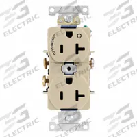 LEVITON Duplex Receptacle/Oultet, 20 Amp: Duplex, 5-20, Ivory, 125V AC, 20 A, 2 Pole / 3 Wire (MPN 5362-S1I)