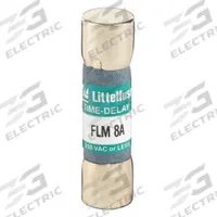 LITTELFUSE Fuse: FLM Series, Midget, Time-Delay, 8 A, 250 V AC, 13/32 in x 1 1/2 in, Non-Indicating (MPN FLM008). Key specifications — Series: FLM; Brand: LITTELFUSE.